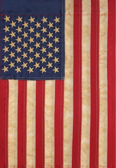 18" Embroidered Tea-Stained American Garden Flag